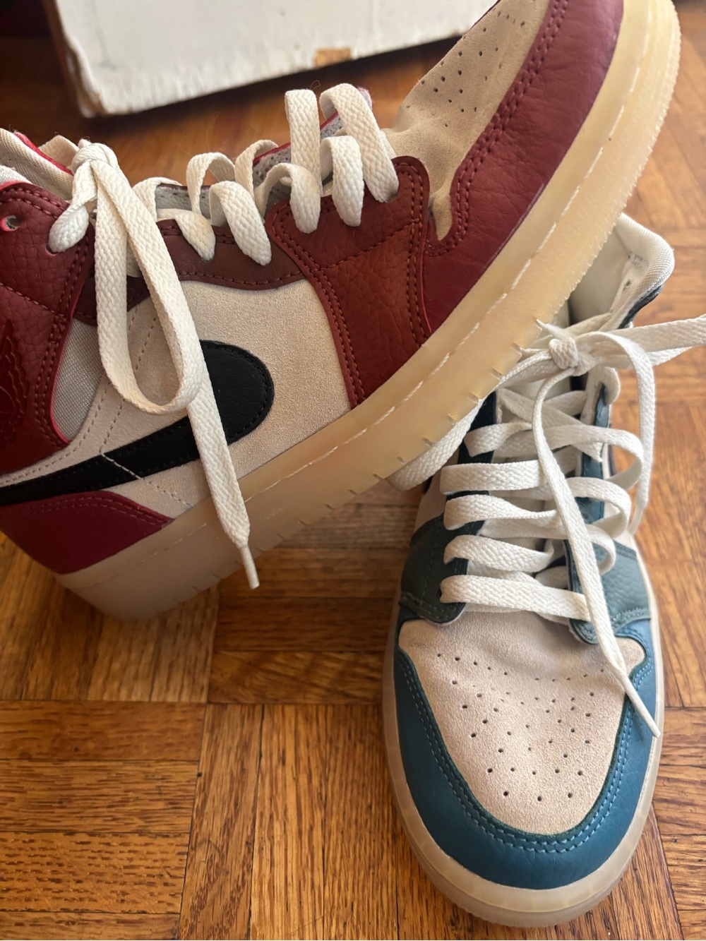 Nike Women's Sneakers in Burgundy, Teal, Black, Cream